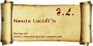 Hanula Lucián névjegykártya